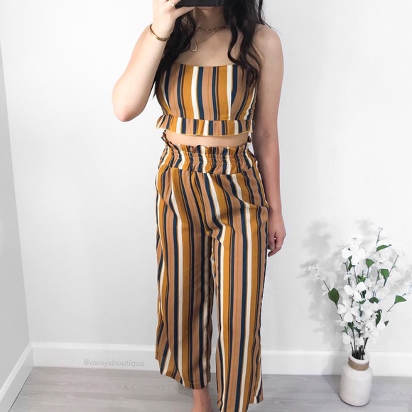 ❤️SALE❤️ Honey Love striped two piece culottes set - Picture 2 of 4